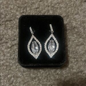 Elegant Silver Crystal Drop Earrings